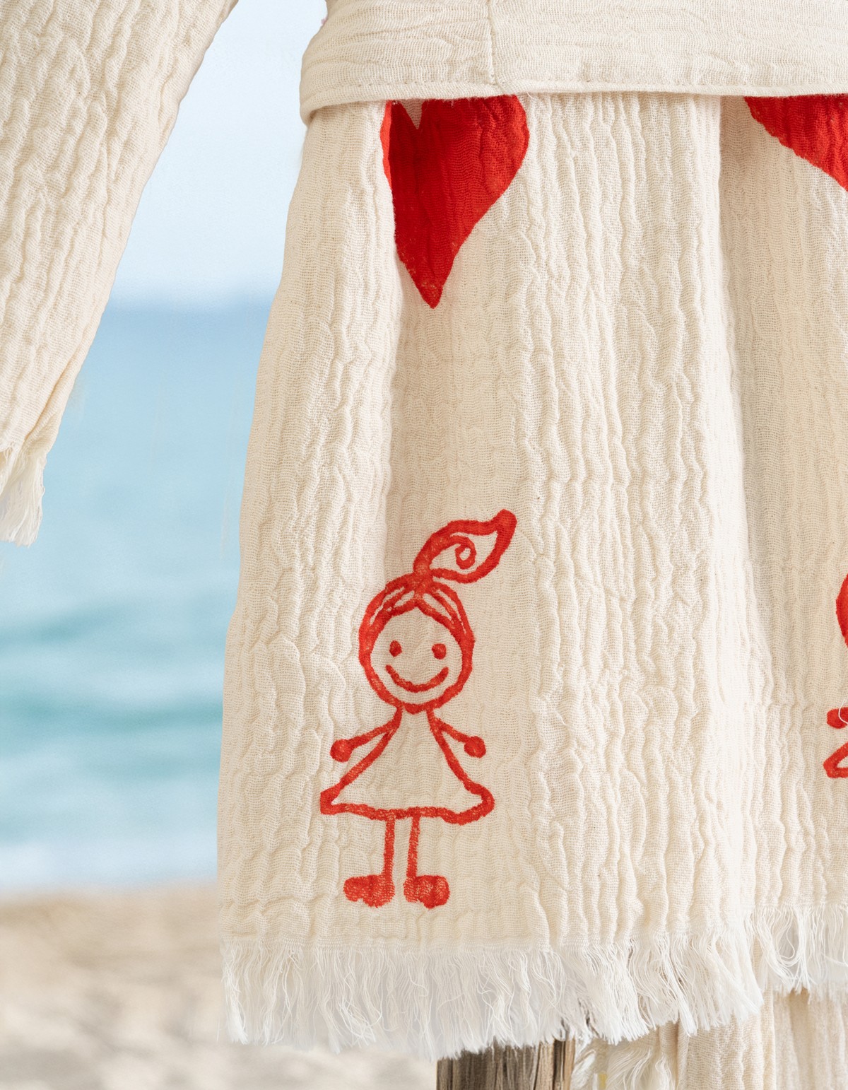 Varol %100 Organik, El İşçiliği Taş Baskı Çocuk Bornozu - Baby