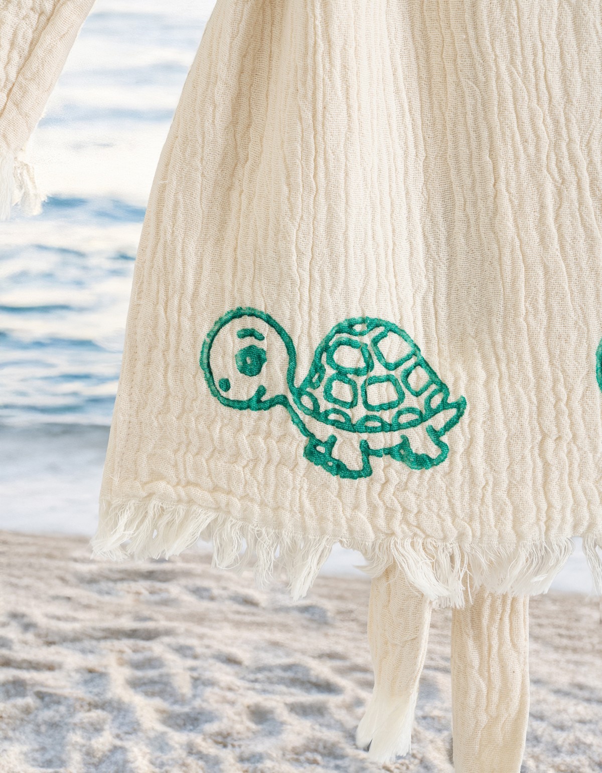 Varol %100 Organik, El İşçiliği Taş Baskı Çocuk Bornozu - Kaplu