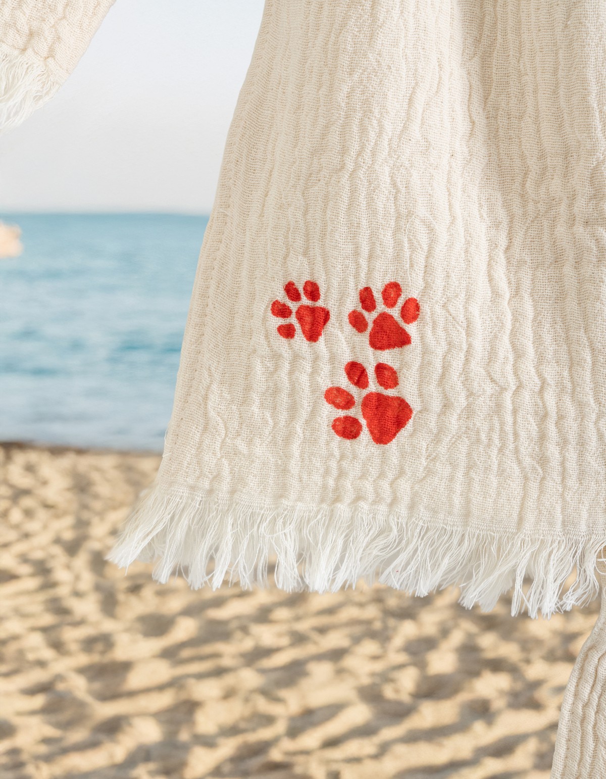 Varol %100 Organik, El İşçiliği Taş Baskı Çocuk Bornozu - Pati