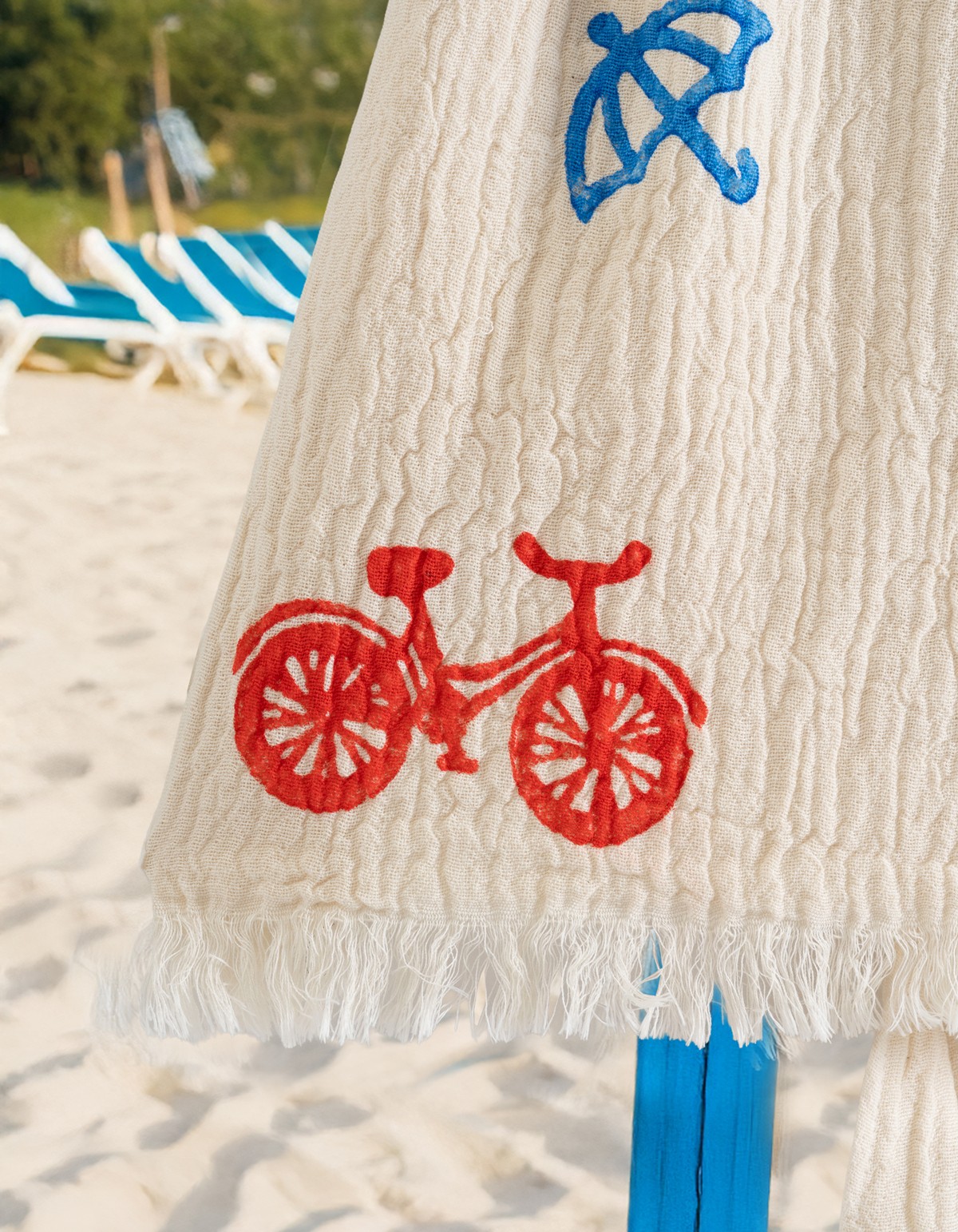 Varol %100 Organik, El İşçiliği Taş Baskı Garson Boy Bornozu - Bisiklet