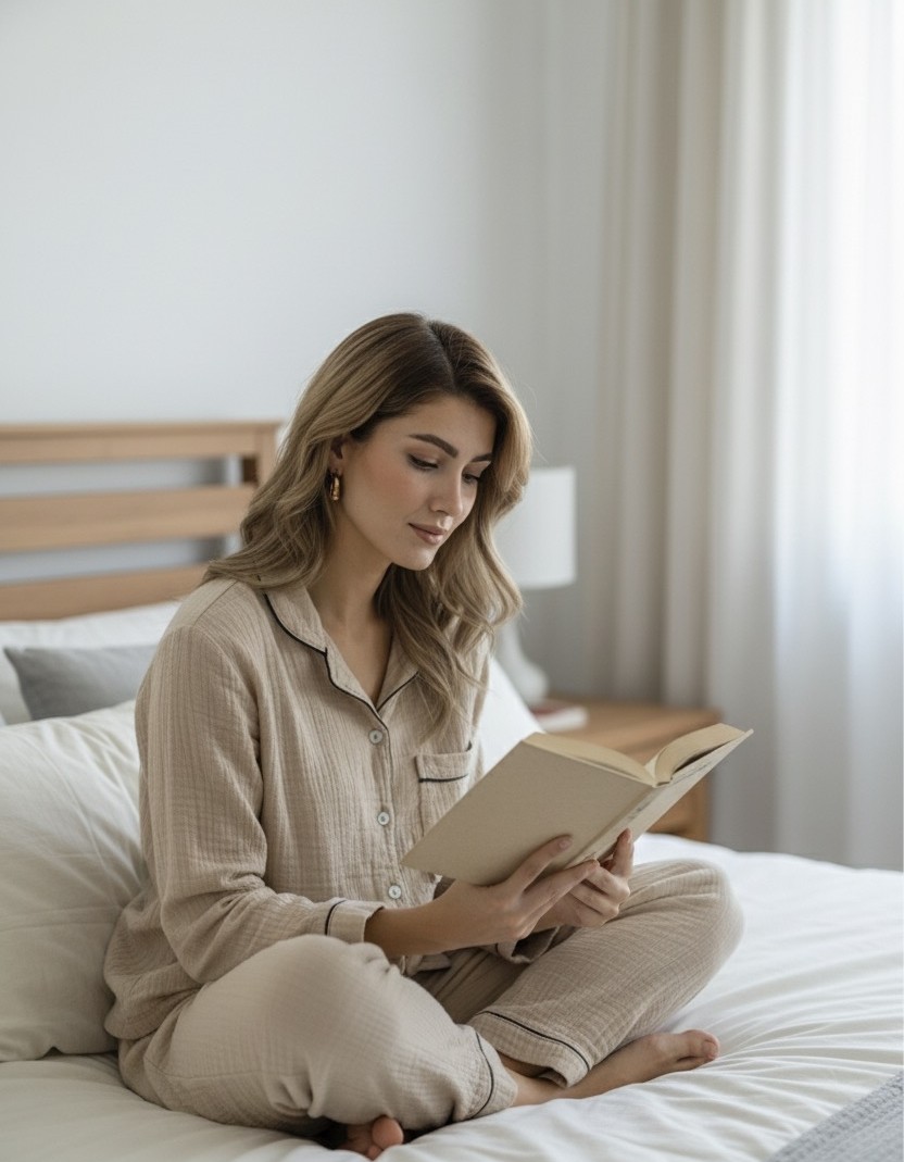 Varol %100 Pamuk Müslin Kadın Pijama Takımı - BEJ