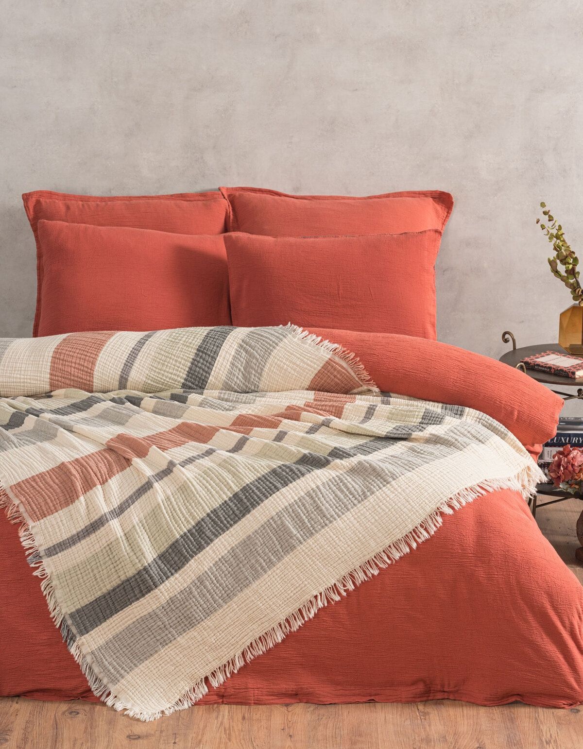 Varol 4 Katlı %100 Pamuk Müslin Pike & Yatak Örtüsü – 230x250 cm