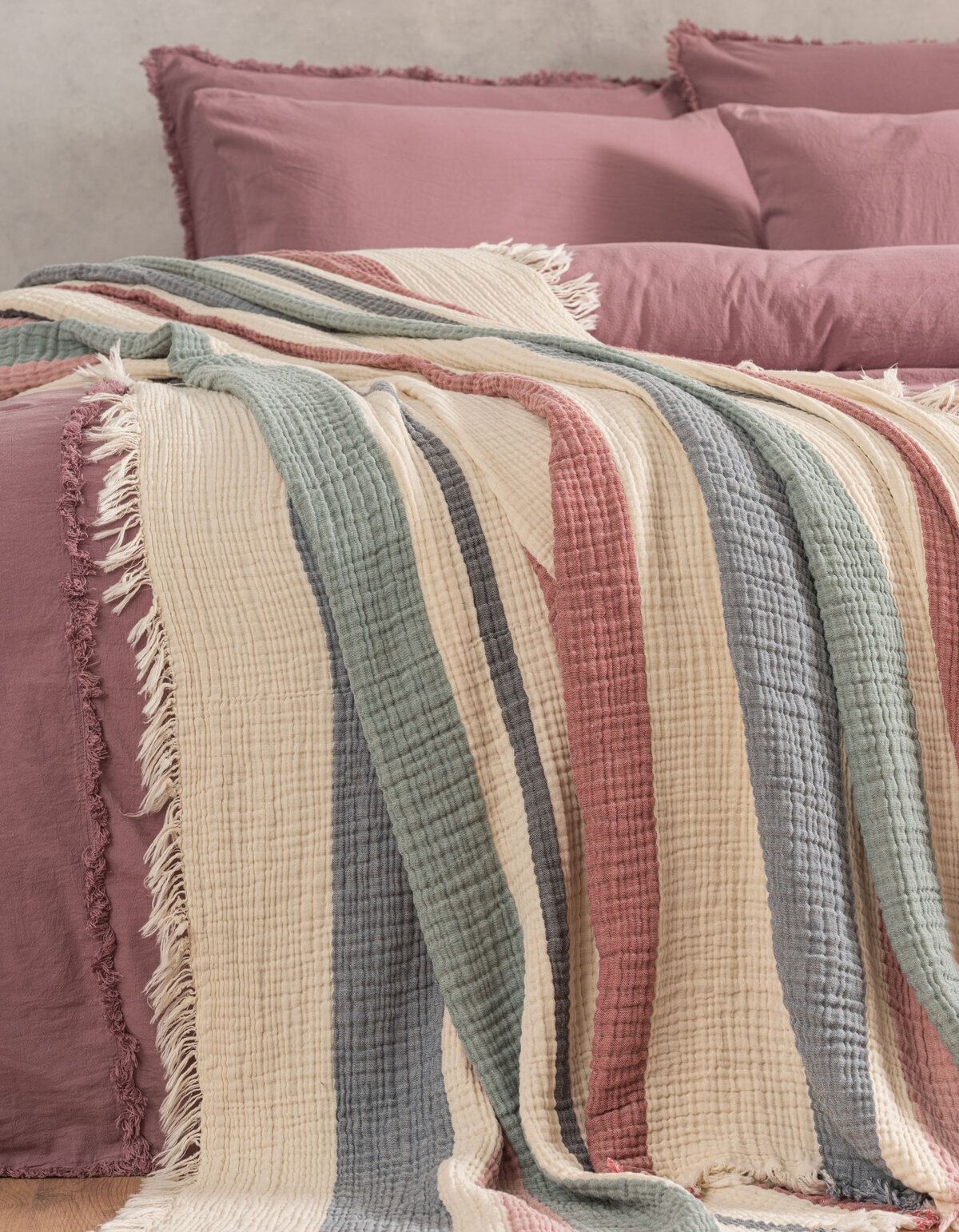 Varol 4 Katlı %100 Pamuk Müslin Pike & Yatak Örtüsü – 230x250 cm