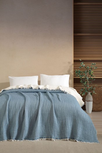 Varol 5 Katlı Çift Kişilik %100 Pamuk Müslin Yatak Örtüsü – 230x240 cm