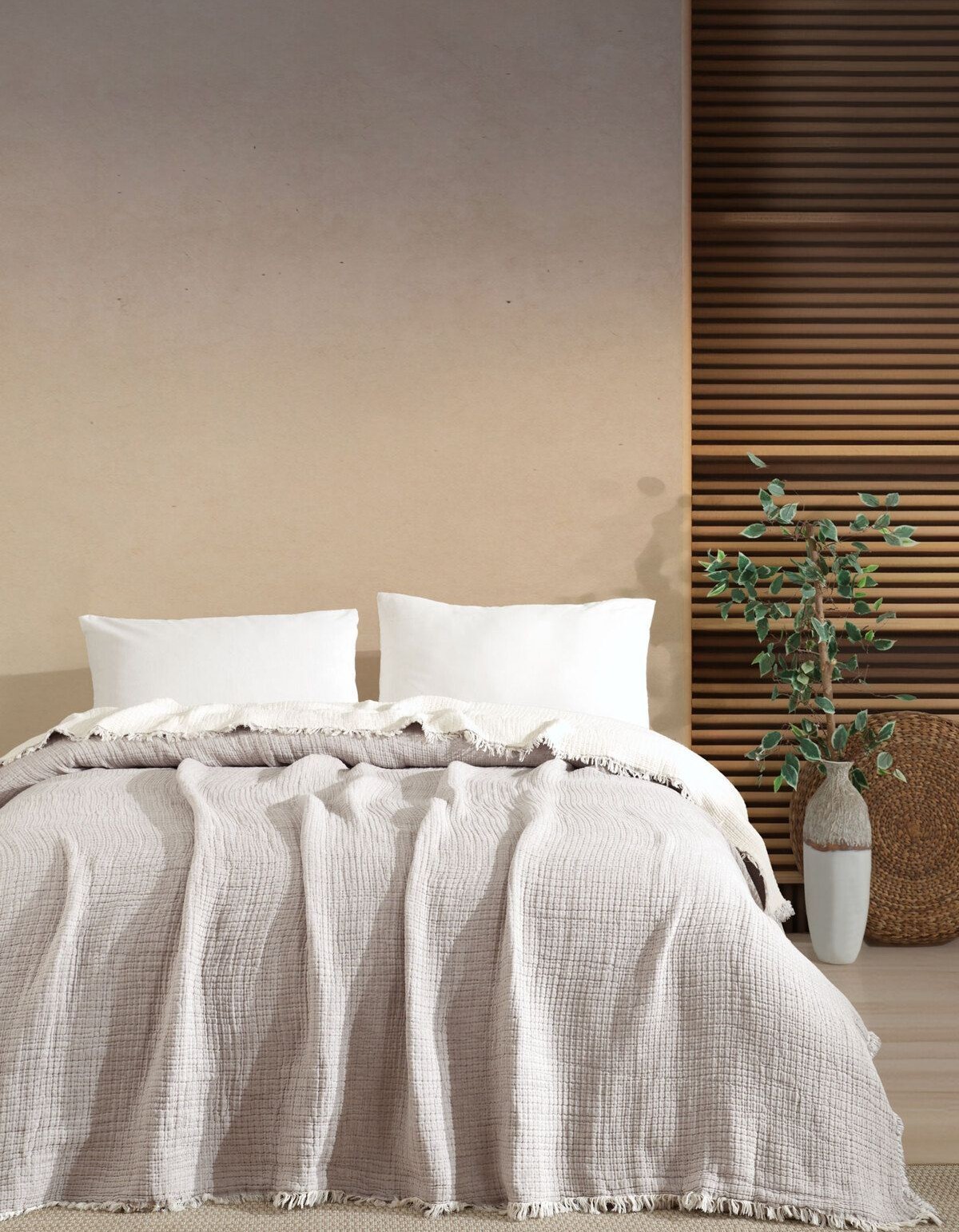 Varol 5 Katlı Çift Kişilik %100 Pamuk Müslin Yatak Örtüsü – 230x240 cm