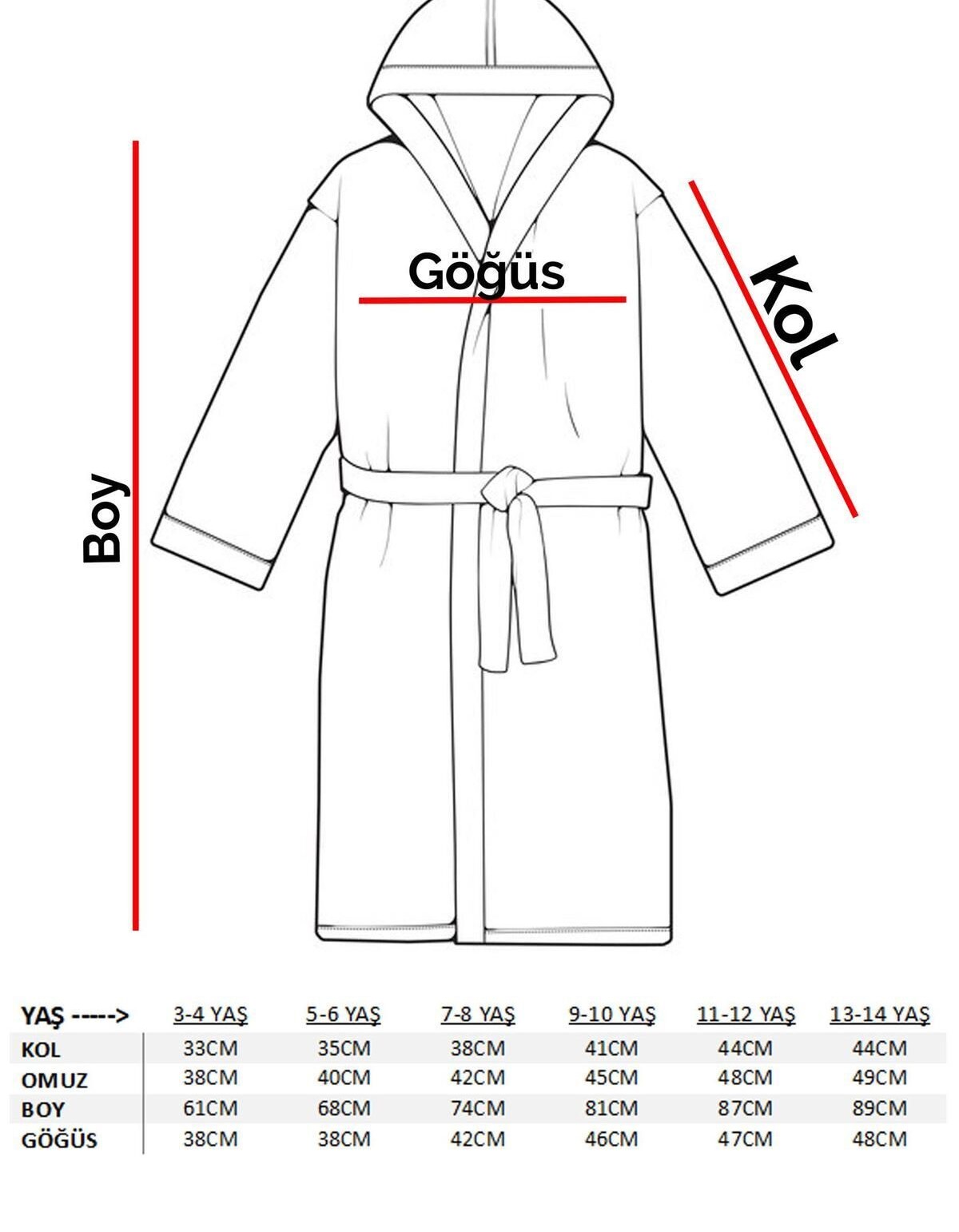 Varol Bambu Nakışlı Garson Boy Bornoz - Dino