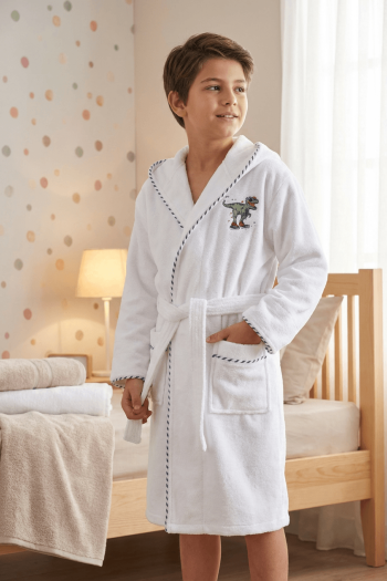 Varol Bambu Nakışlı Garson Boy Bornoz - Dino