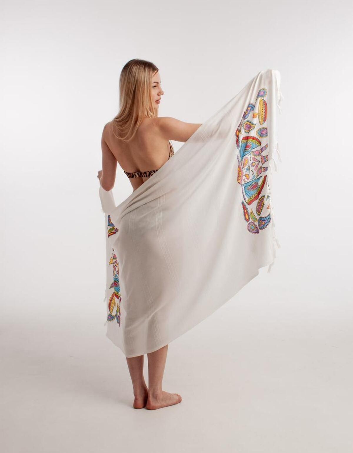 Varol Baskılı Bambu Peştemal Plaj Havlusu