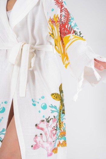 Varol Baskılı Bambu Peştemal Sabahlık Bornoz