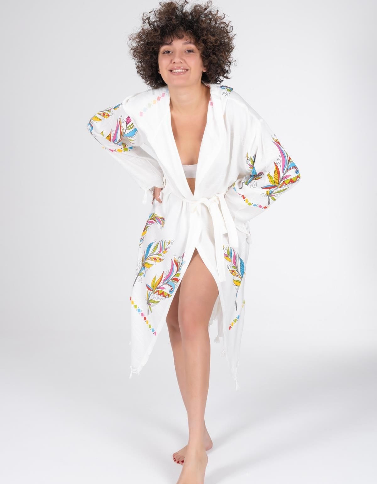 Varol Baskılı Bambu Peştemal Sabahlık Bornoz