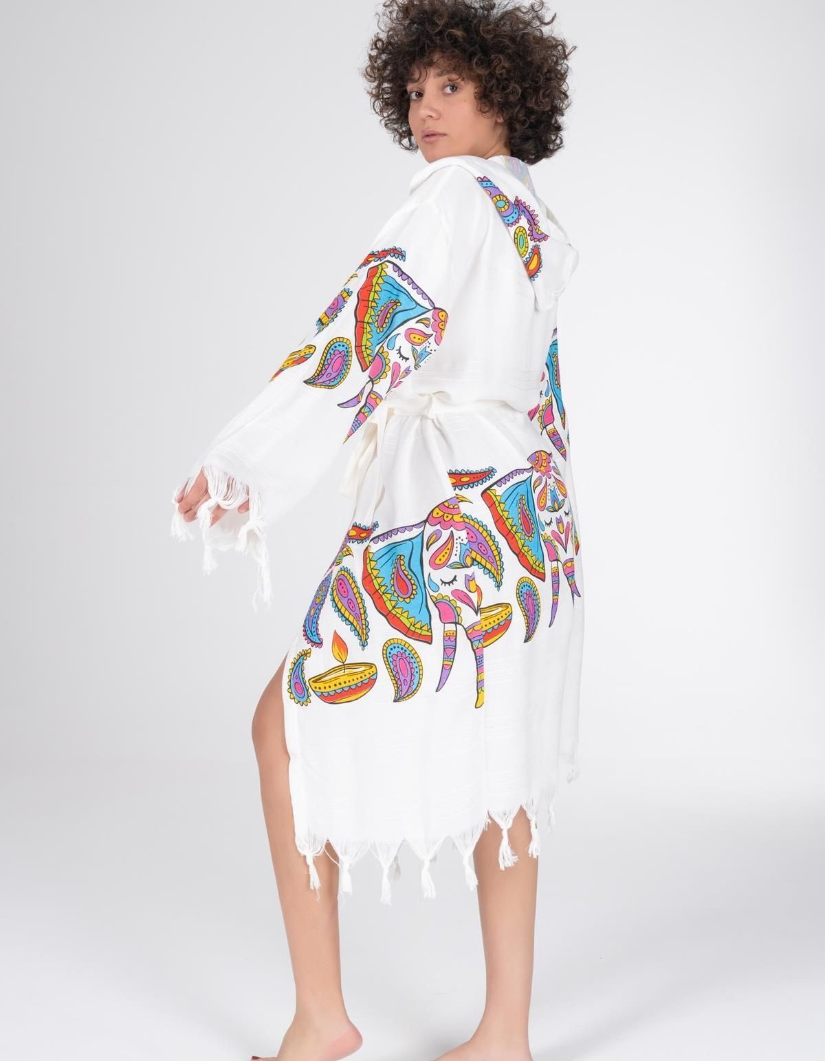 Varol Baskılı Bambu Peştemal Sabahlık Bornoz