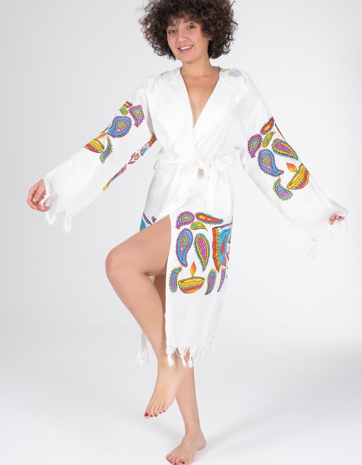 Varol Baskılı Bambu Peştemal Sabahlık Bornoz