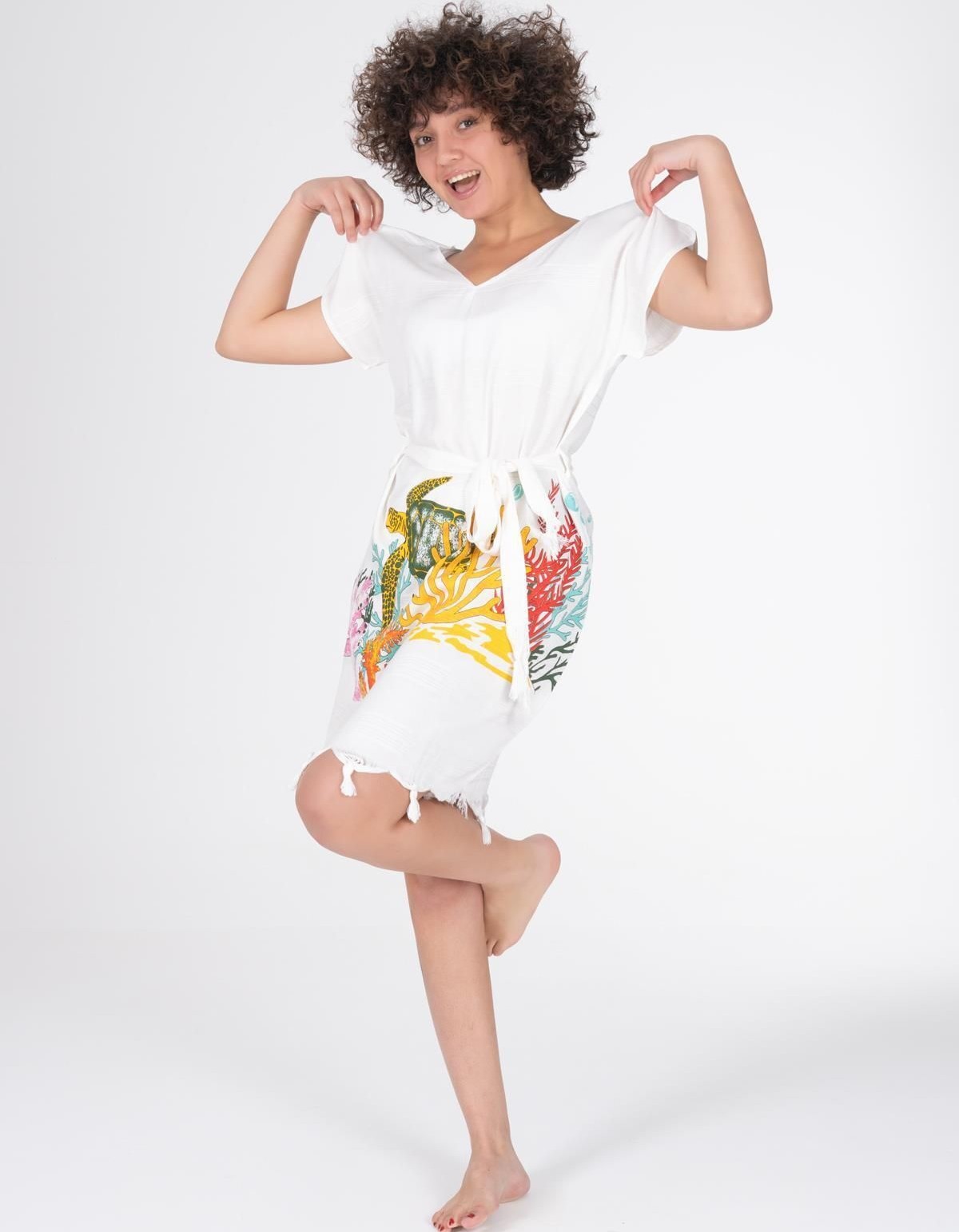 Varol Baskılı Bambu Plaj Elbisesi