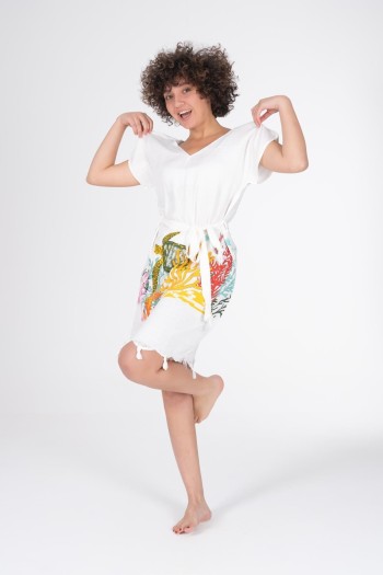 Varol Baskılı Bambu Plaj Elbisesi