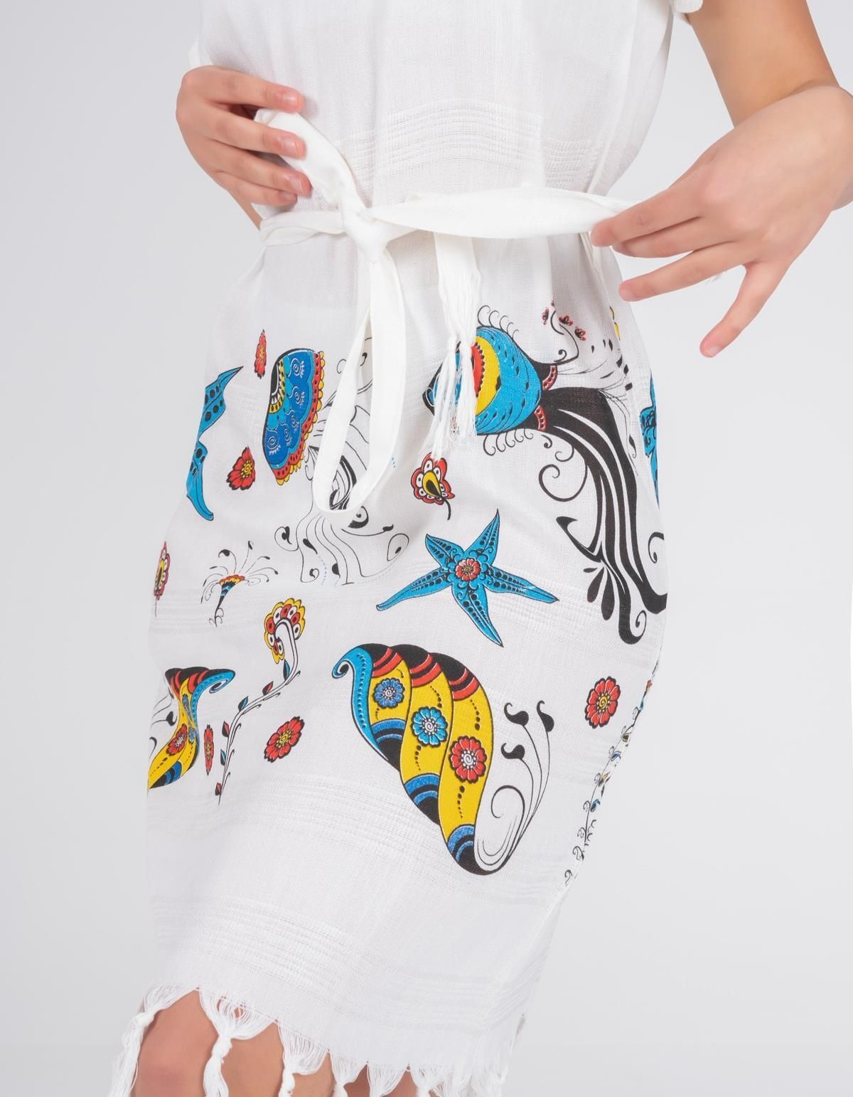 Varol Baskılı Bambu Plaj Elbisesi