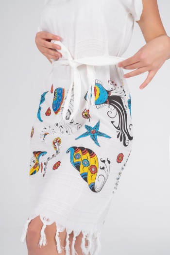 Varol Baskılı Bambu Plaj Elbisesi