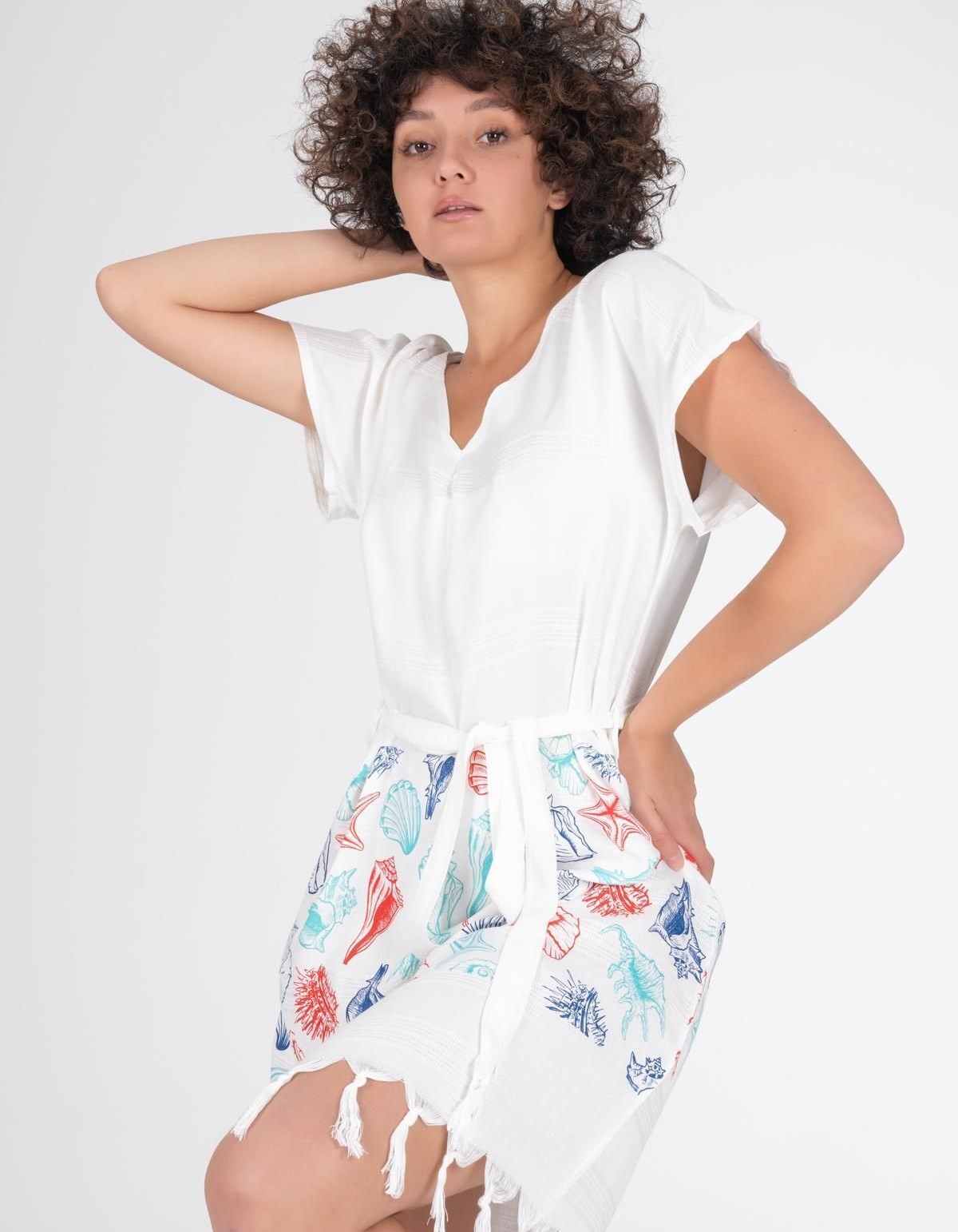 Varol Baskılı Bambu Plaj Elbisesi