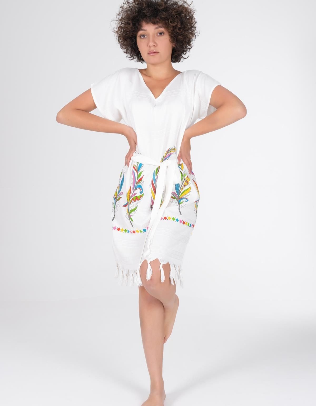 Varol Baskılı Bambu Plaj Elbisesi