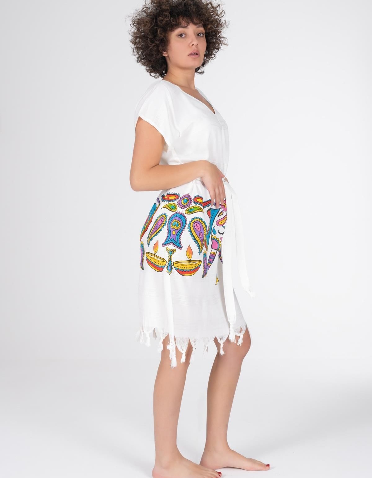 Varol Baskılı Bambu Plaj Elbisesi