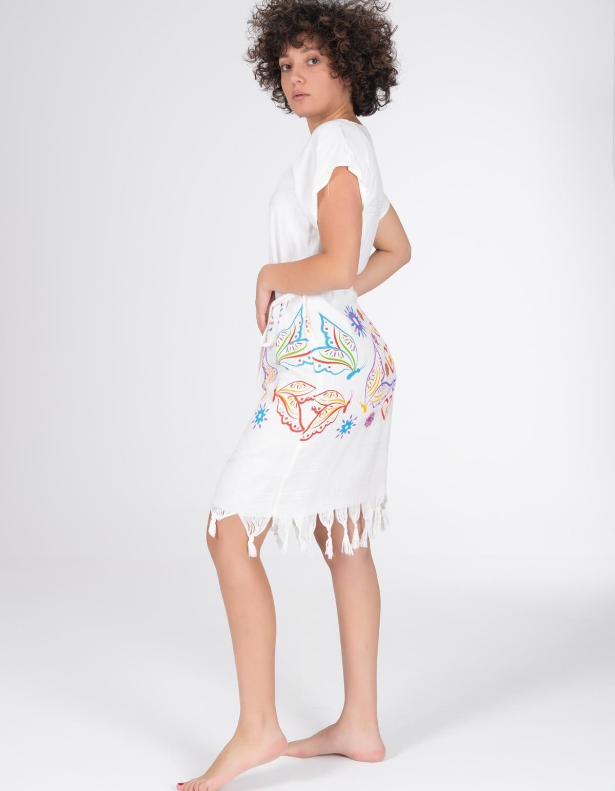 Varol Baskılı Bambu Plaj Elbisesi