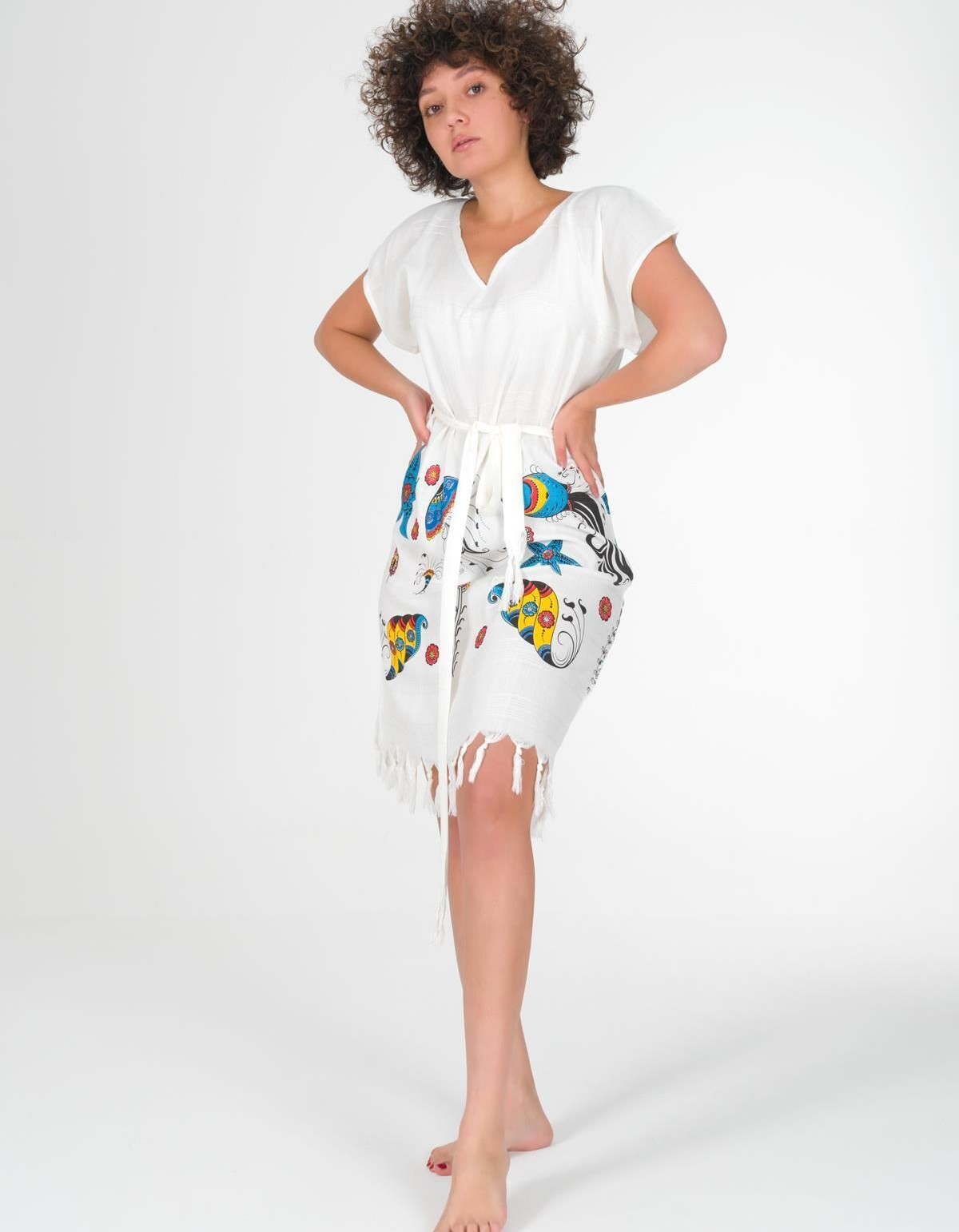 Varol Baskılı Bambu Plaj Elbisesi