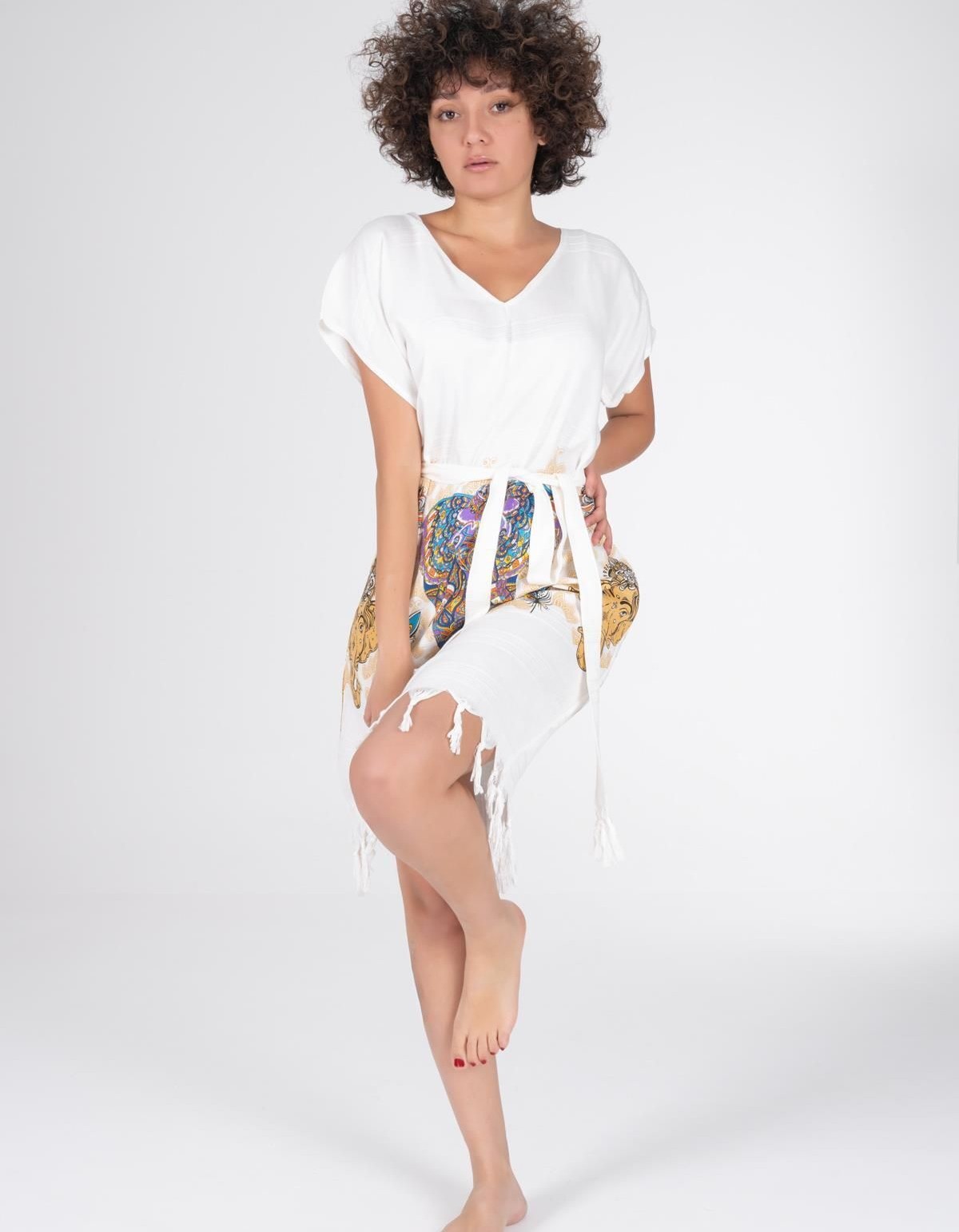 Varol Baskılı Bambu Plaj Elbisesi