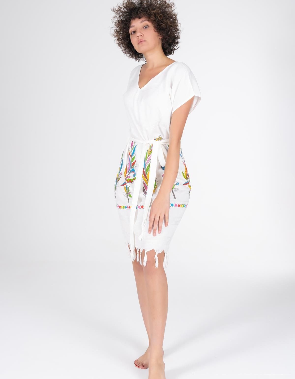 Varol Baskılı Bambu Plaj Elbisesi