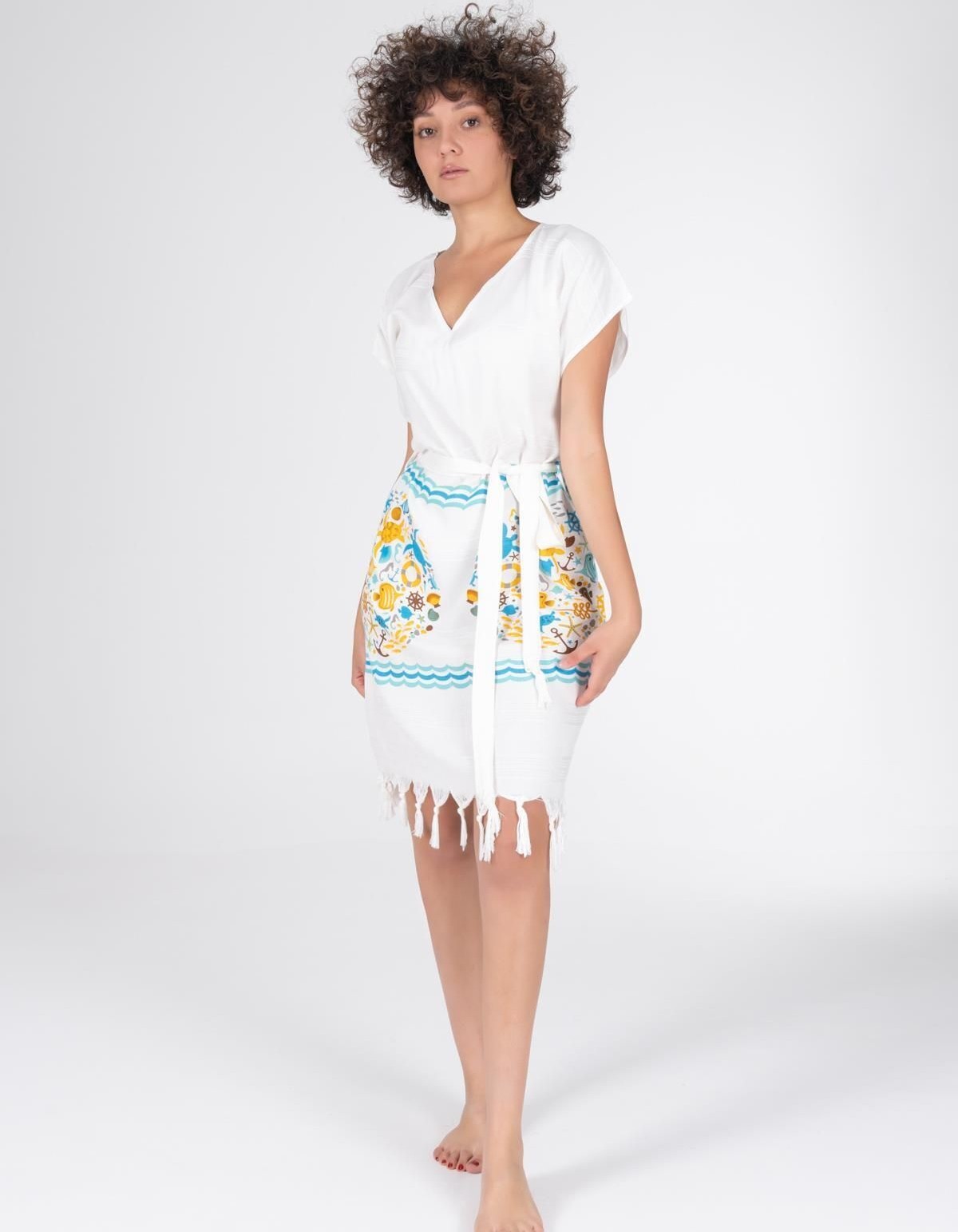 Varol Baskılı Bambu Plaj Elbisesi