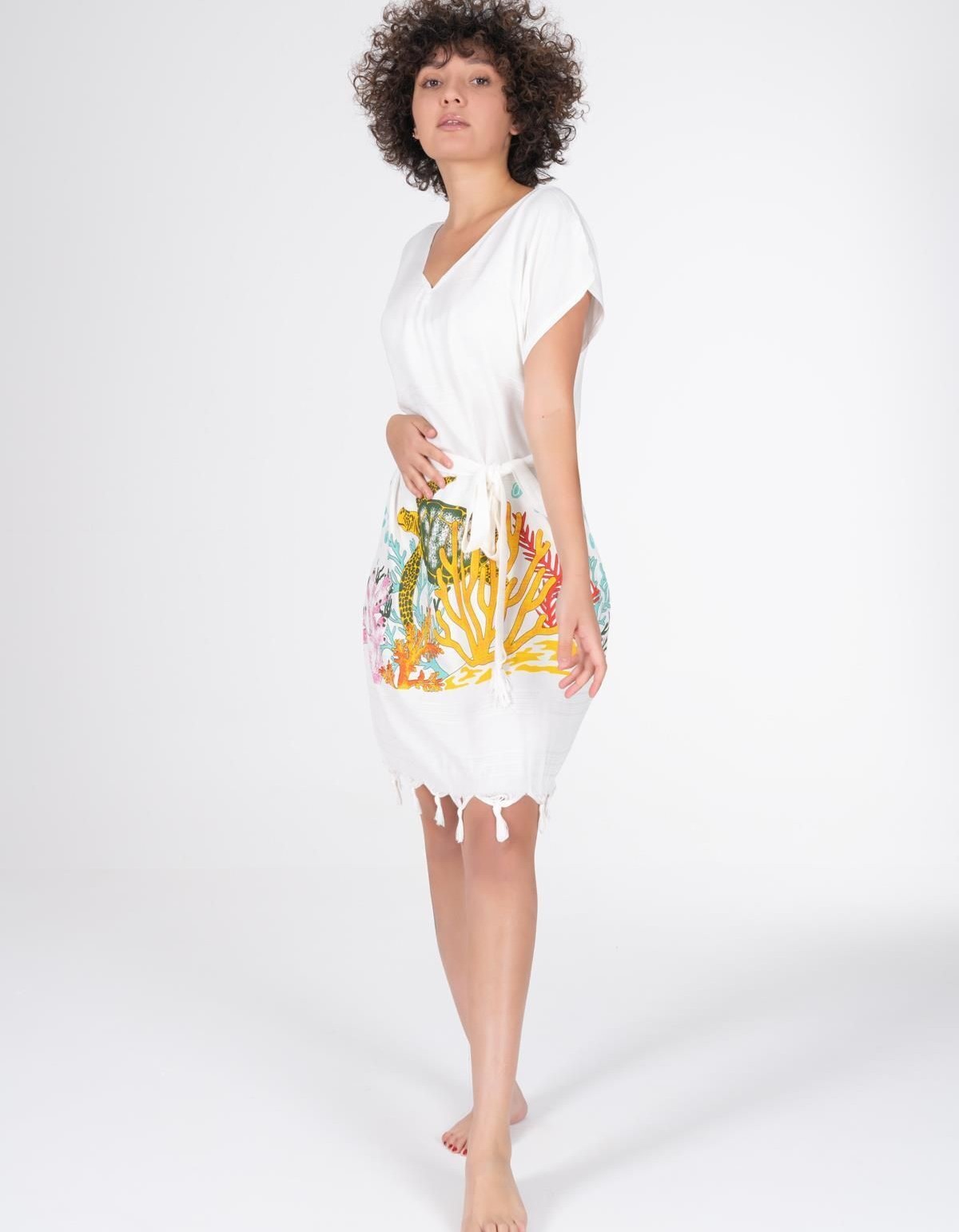 Varol Baskılı Bambu Plaj Elbisesi