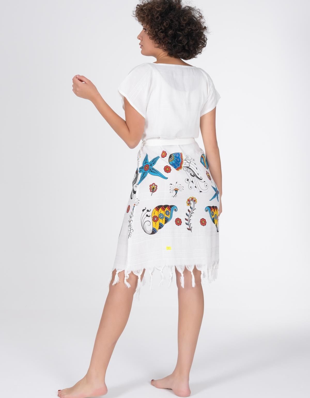 Varol Baskılı Bambu Plaj Elbisesi