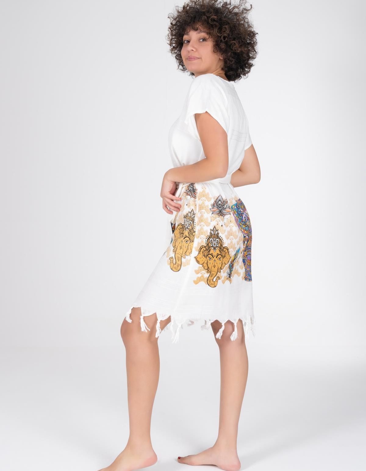 Varol Baskılı Bambu Plaj Elbisesi