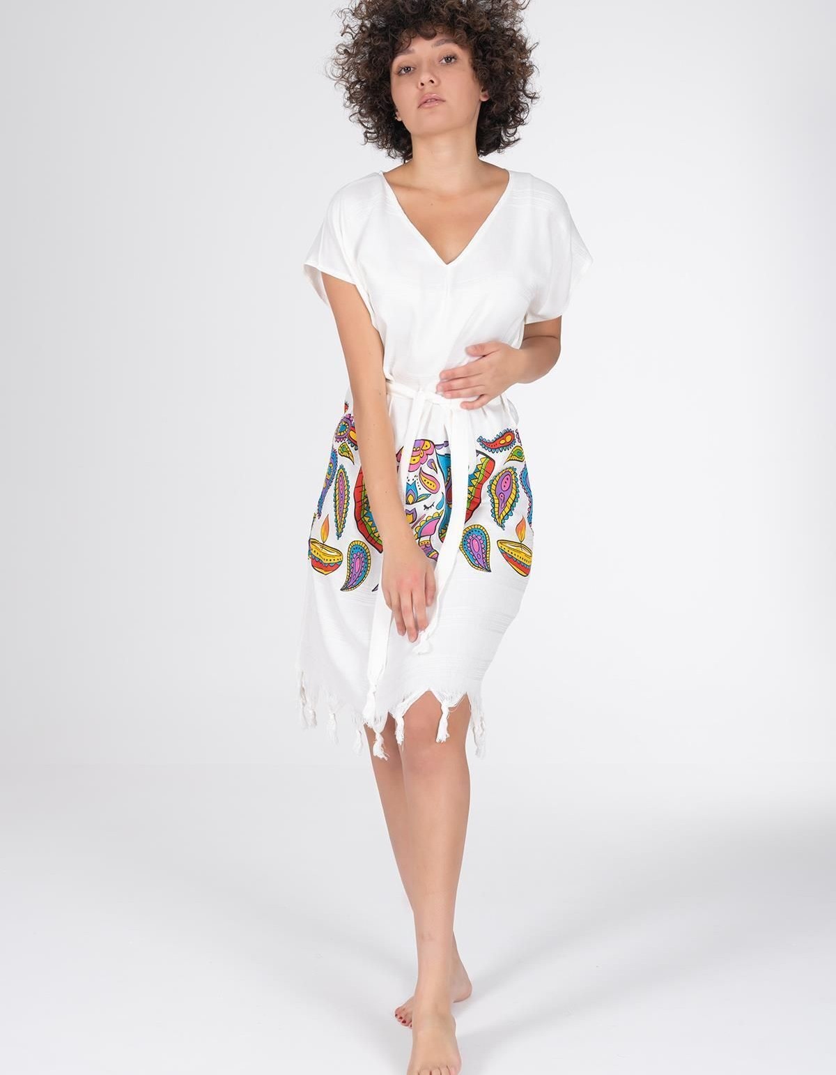 Varol Baskılı Bambu Plaj Elbisesi