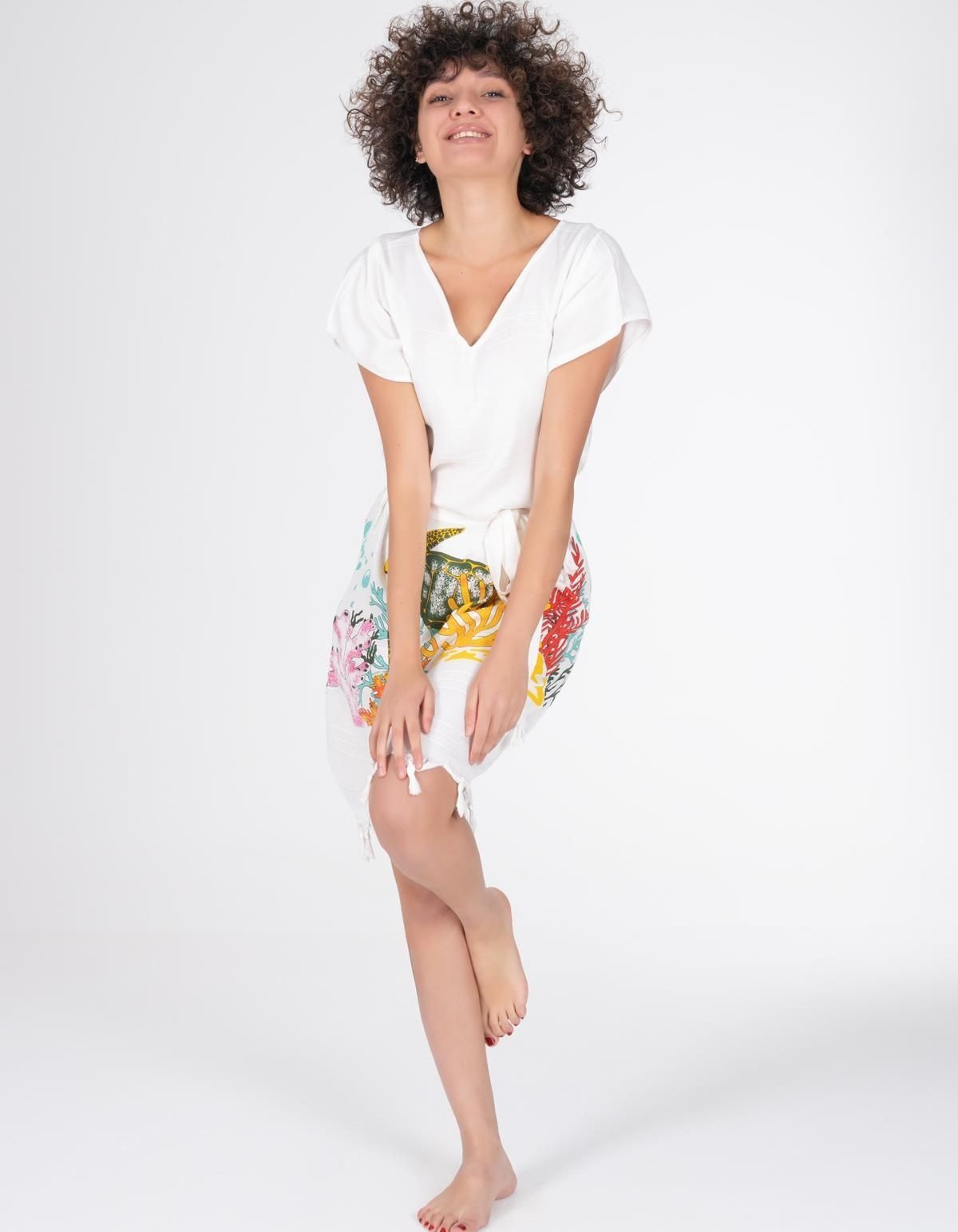 Varol Baskılı Bambu Plaj Elbisesi