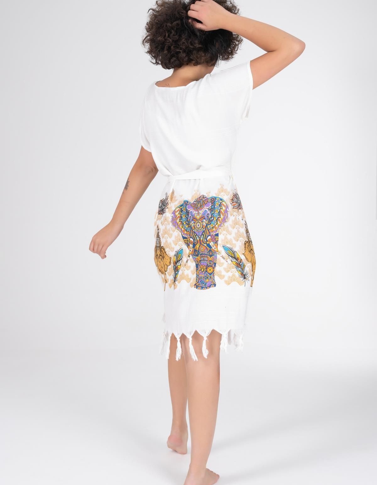 Varol Baskılı Bambu Plaj Elbisesi