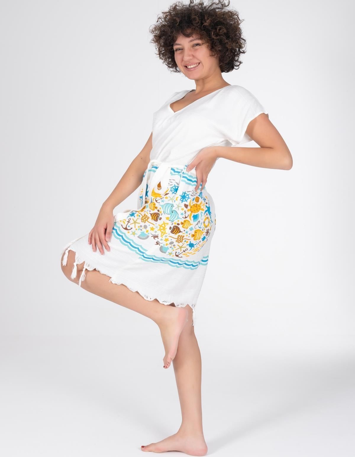 Varol Baskılı Bambu Plaj Elbisesi