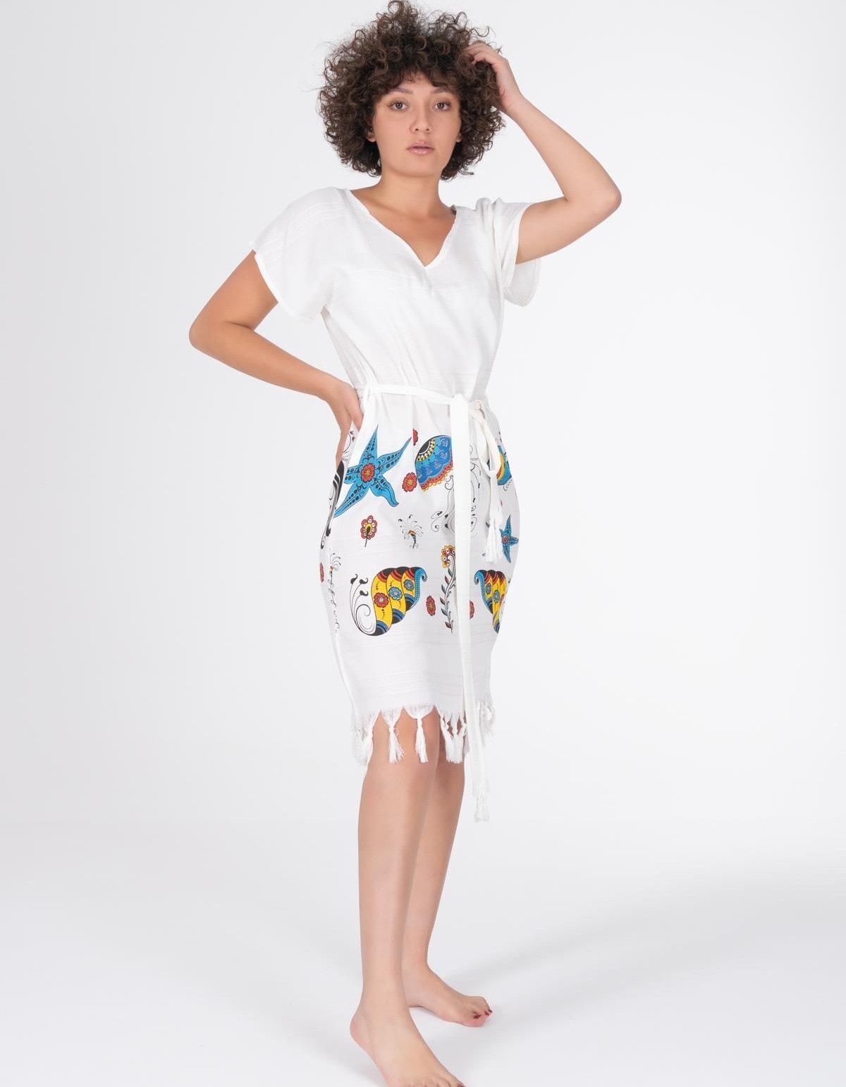 Varol Baskılı Bambu Plaj Elbisesi