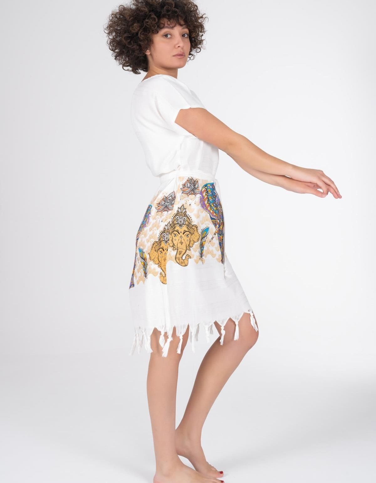 Varol Baskılı Bambu Plaj Elbisesi