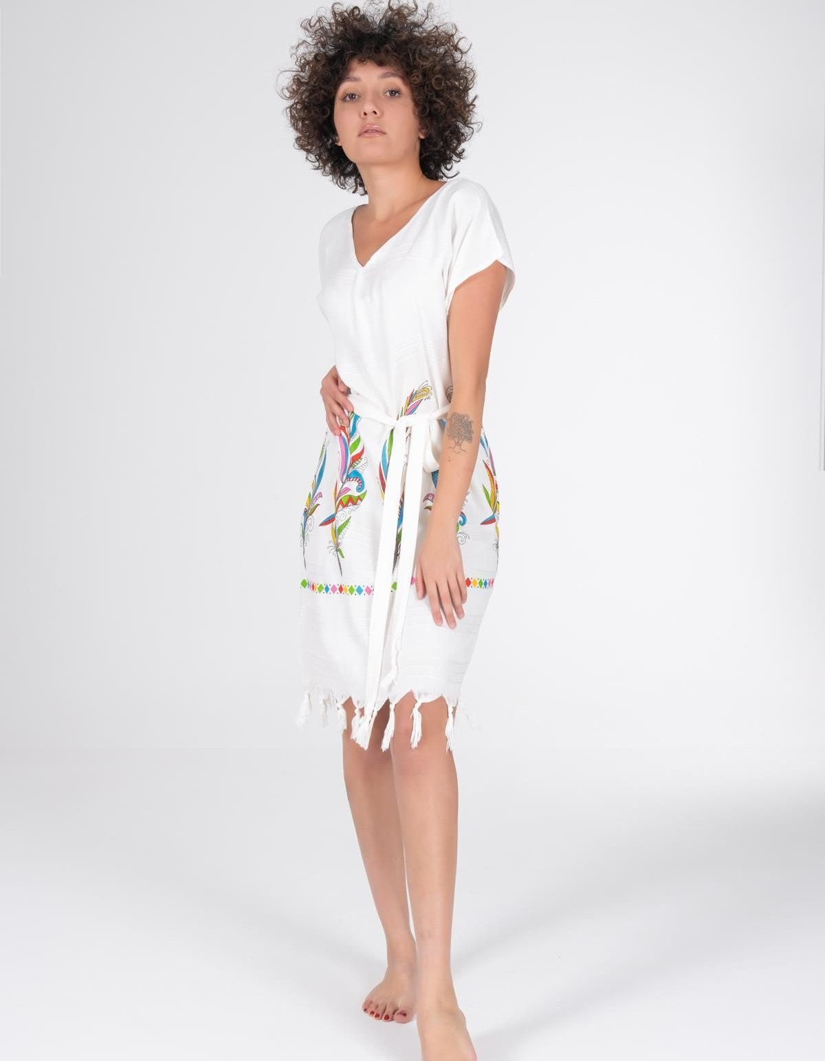 Varol Baskılı Bambu Plaj Elbisesi