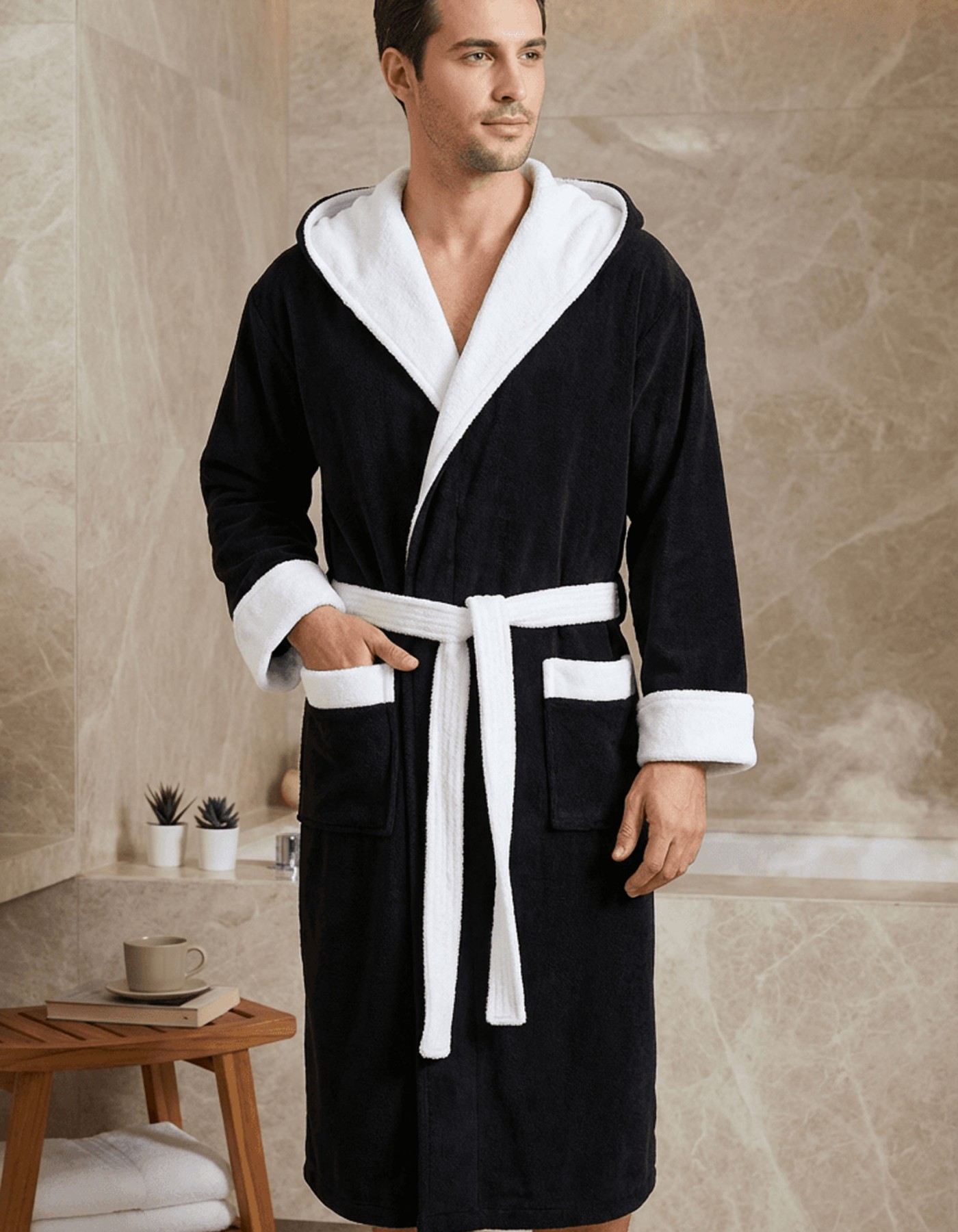 Varol Biyeli Kapşonlu Bambu Bornoz