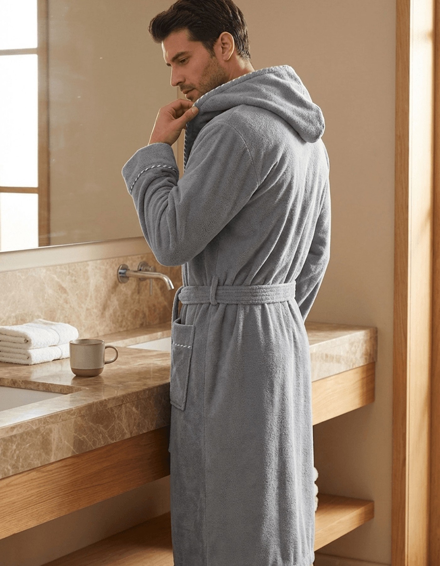 Varol Biyeli Kapşonlu Bambu Bornoz