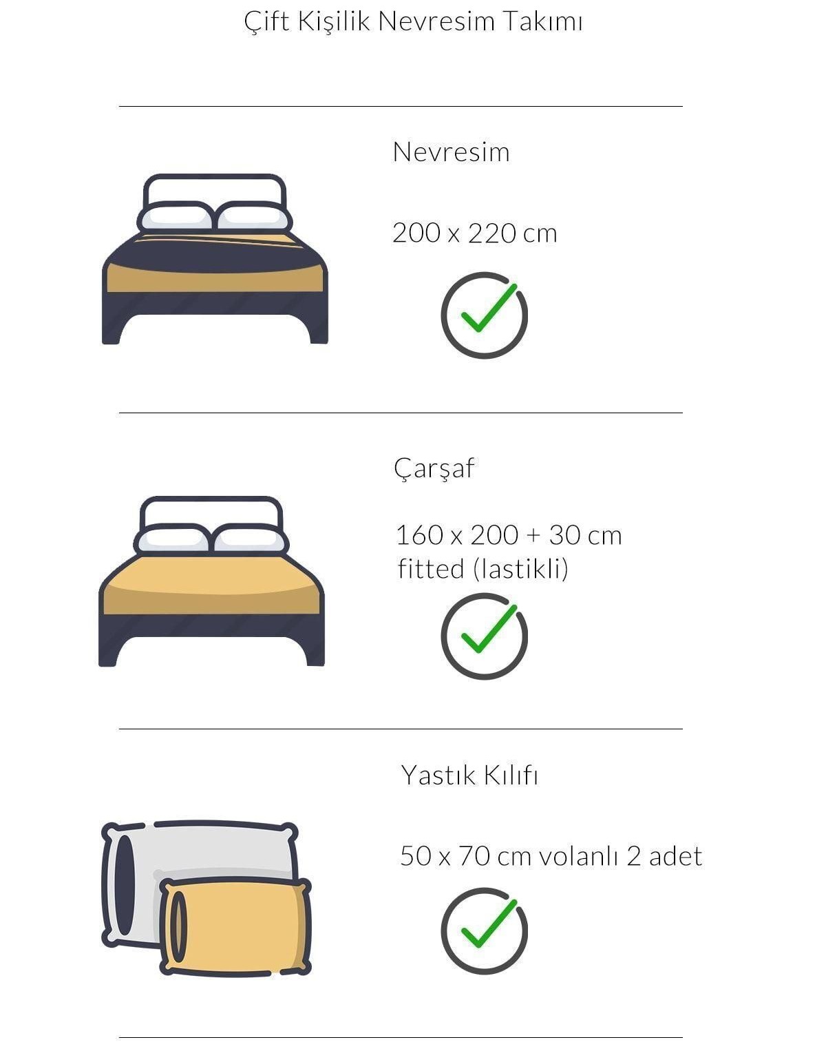 Varol Çarşafı Lastikli Saten Çizgili Çift Kişilik Nevresim Takım