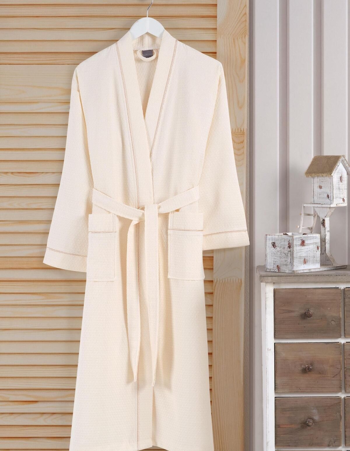 Varol Dama Serisi Kimono Yaka Pike Bornoz Sabahlık