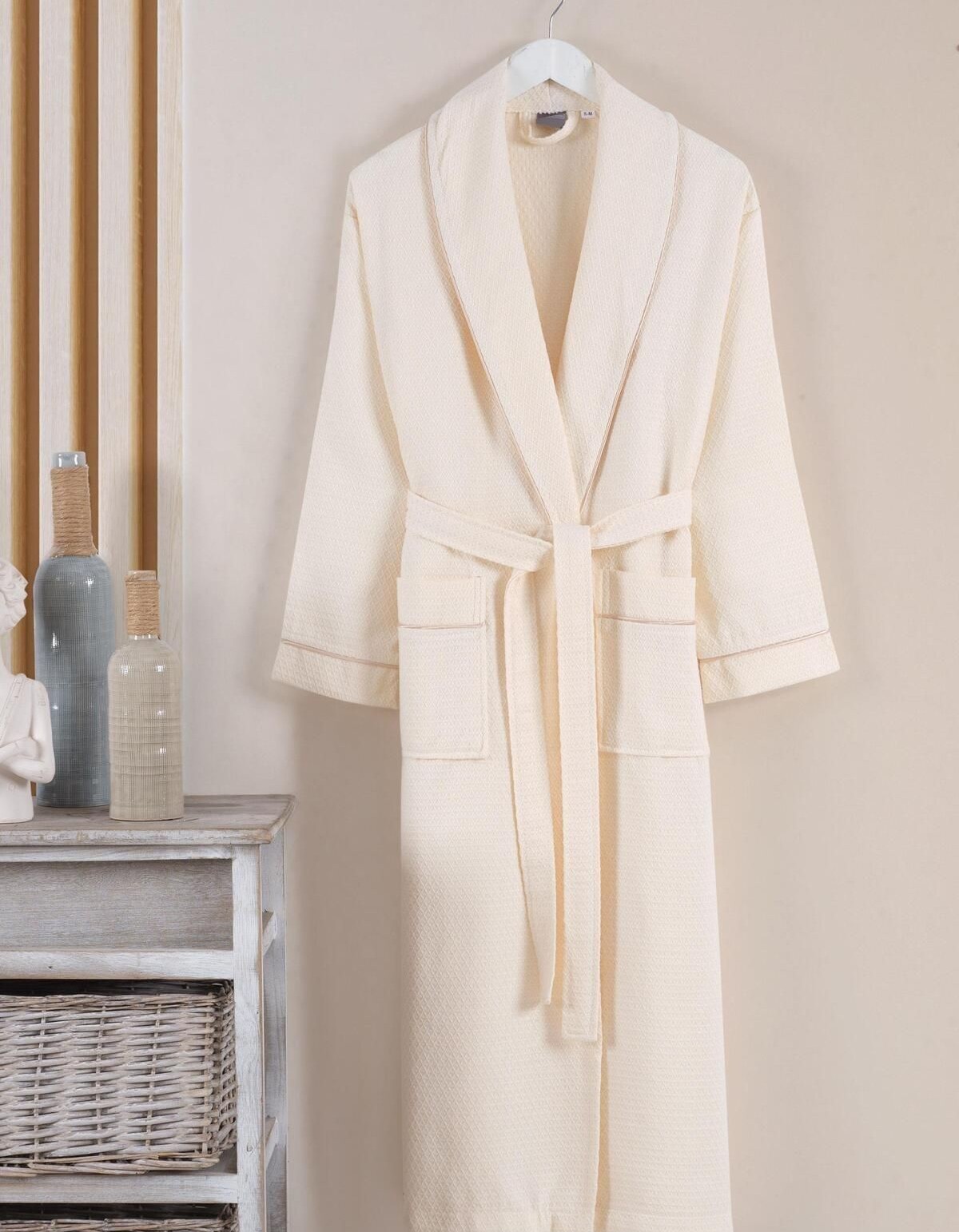 Varol Dama Serisi Şal Yaka Pike Bornoz Sabahlık