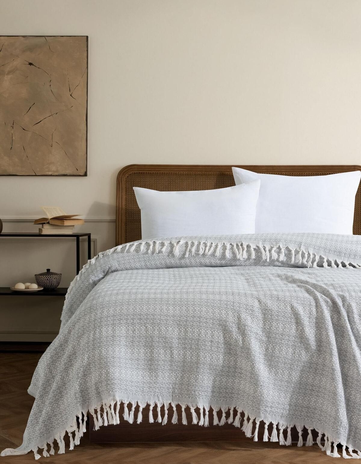 Varol Diamond Serisi Naturel Peştemal Pike Yatak Örtüsü %100 Pamuk