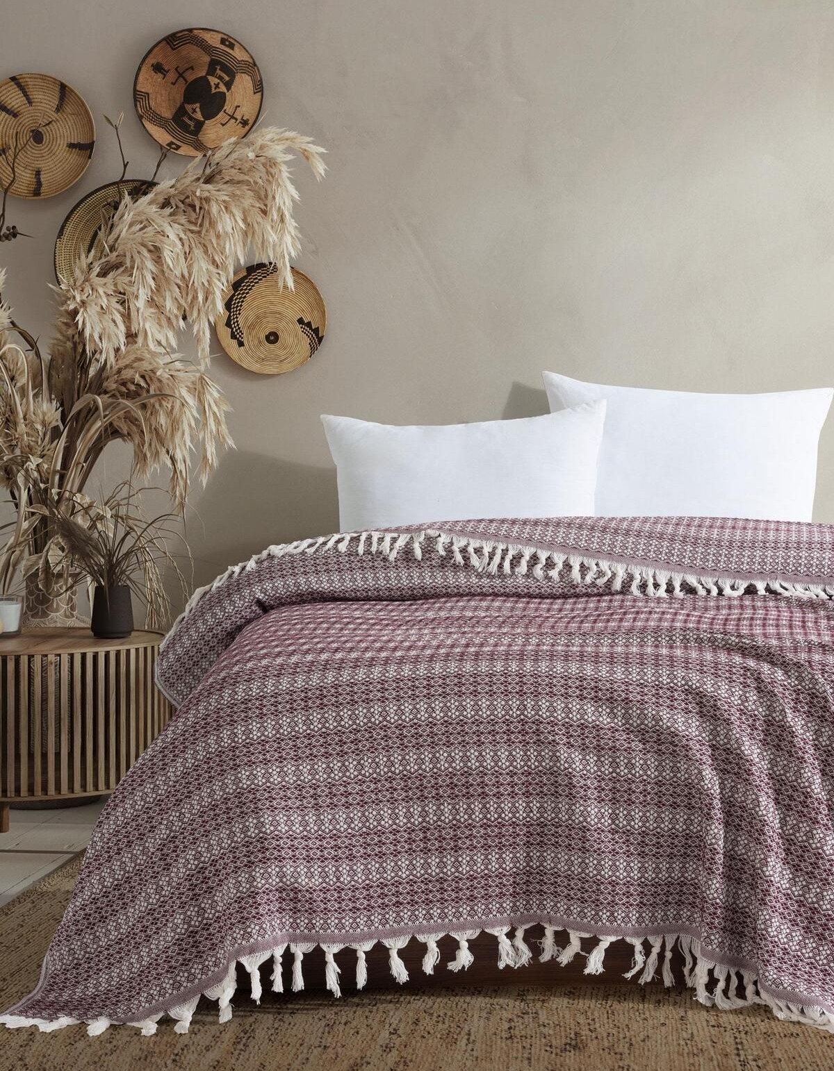 Varol Diamond Serisi Naturel Peştemal Pike Yatak Örtüsü %100 Pamuk