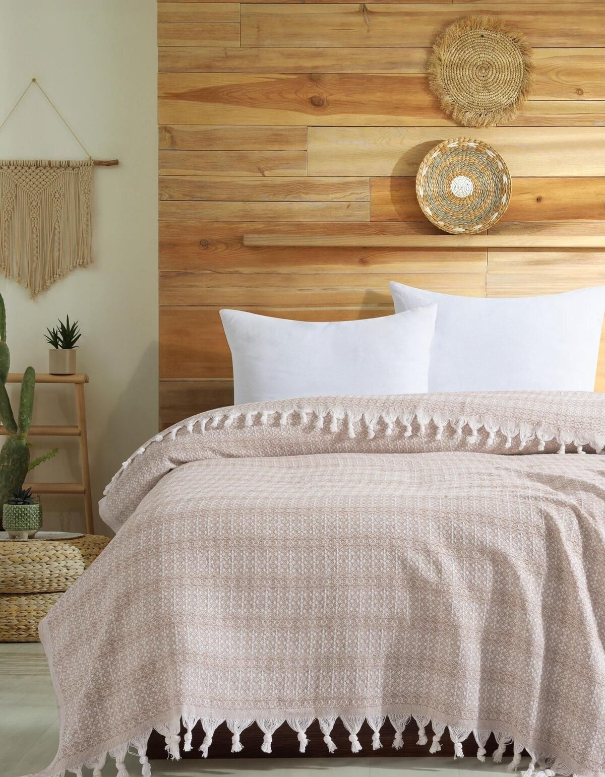 Varol Diamond Serisi Naturel Peştemal Pike Yatak Örtüsü %100 Pamuk