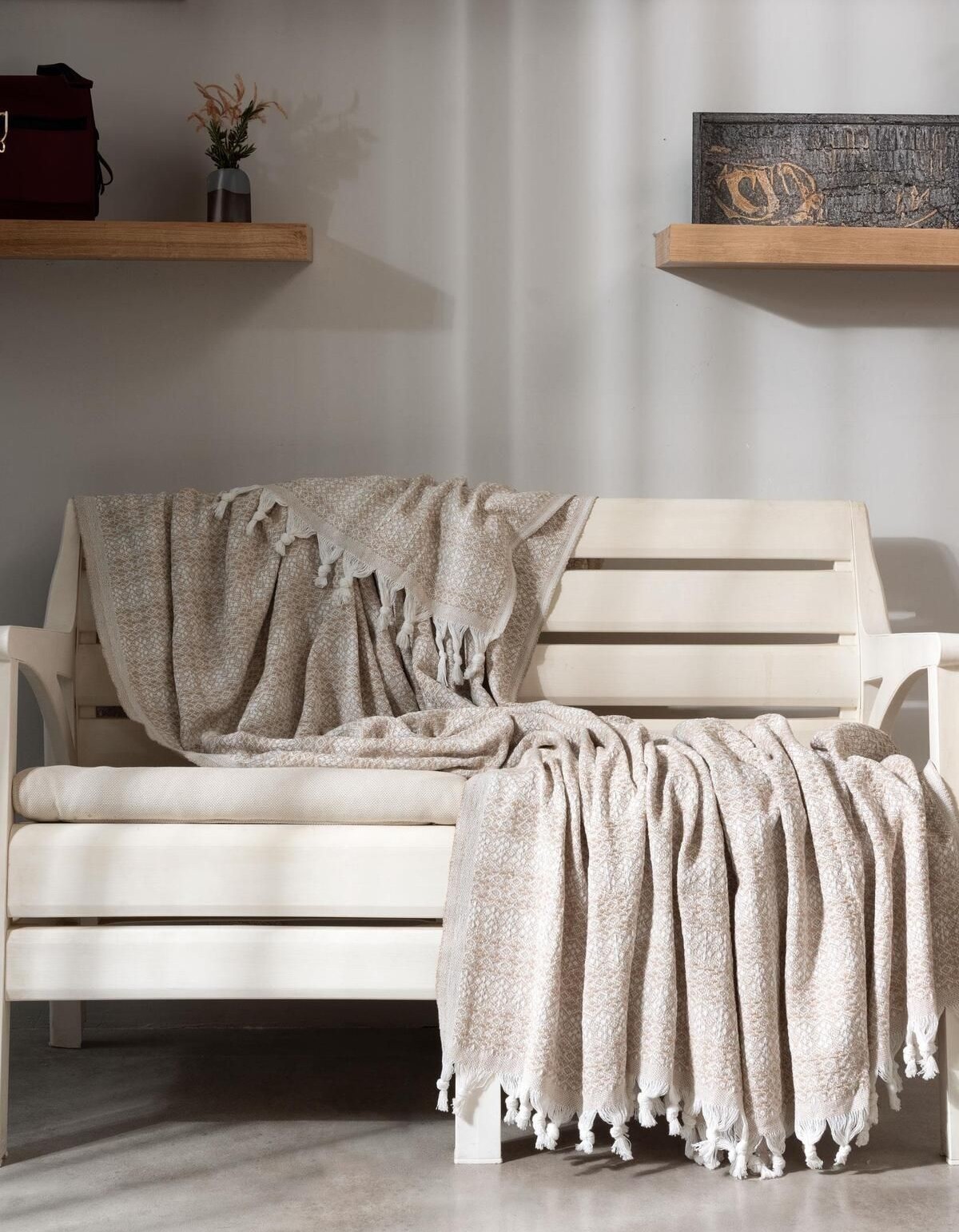 Varol Diamond Serisi Naturel Peştemal Pike Yatak Örtüsü %100 Pamuk