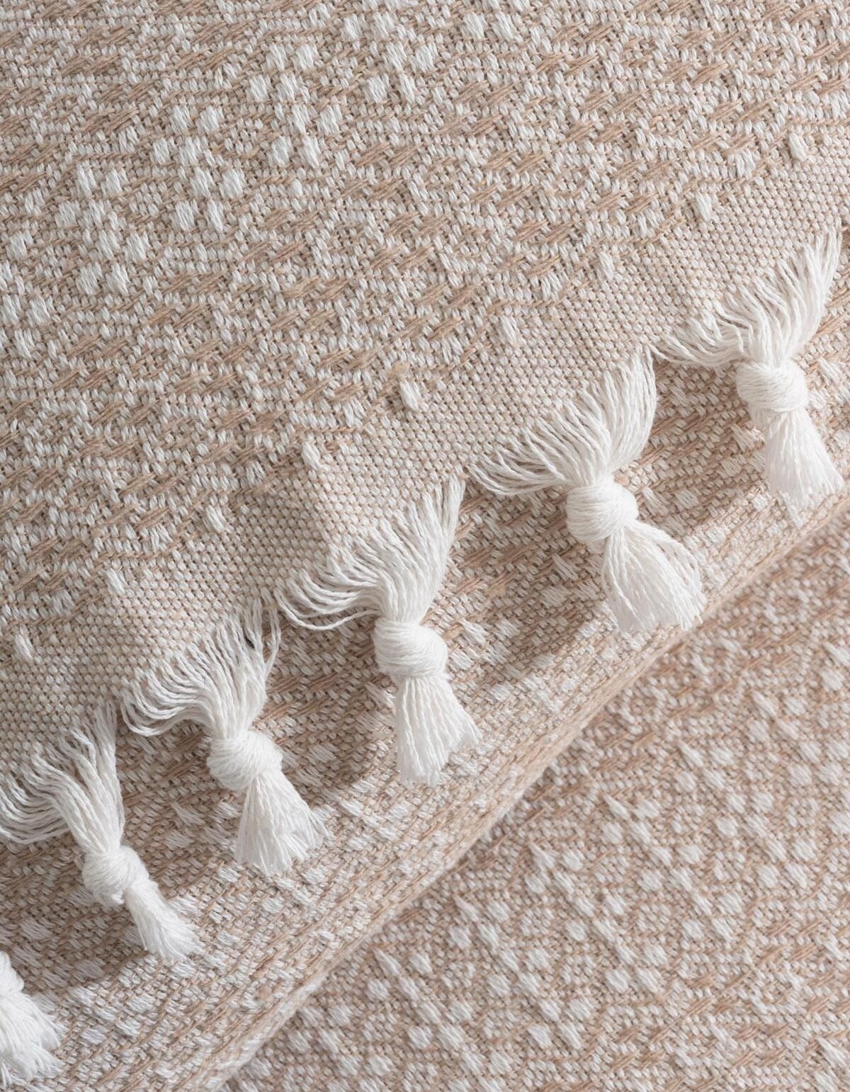 Varol Diamond Serisi Naturel Peştemal Pike Yatak Örtüsü %100 Pamuk