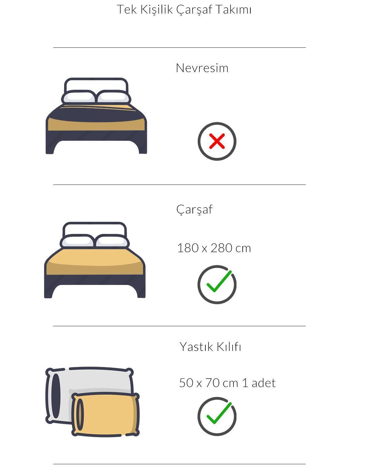 Varol Eris Serisi Pamuk Saten Tek Kişilik Çarşaf Takımı 83 Tel %100 Pamuk