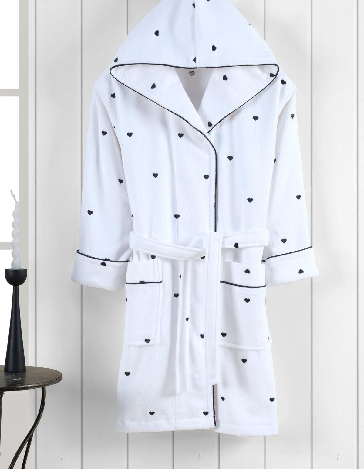 Varol Kalpli Nakışlı %100 Pamuk Love Serisi Bornoz